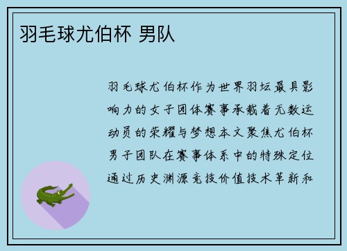 羽毛球尤伯杯 男队